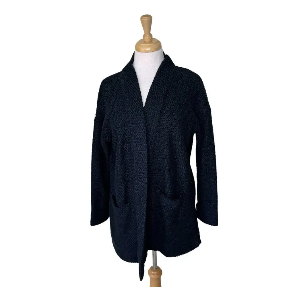 Marine Layer Women's Birdseye open-front cardigan sweater Black  Size Small
